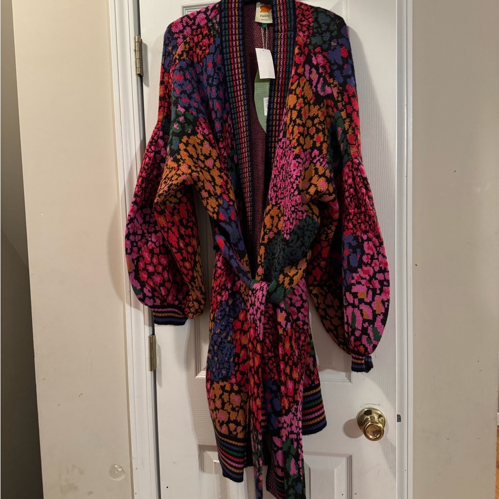 Farm Rio rainbow knit wool Cardigan - Pink, Purple, Orange, Green, Blue - Picture 2 of 5